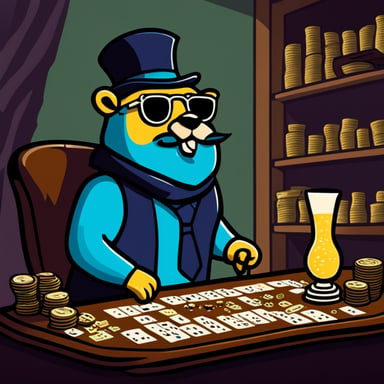 Go Blue Gopher: cheerful, gambling addict, with a beard.