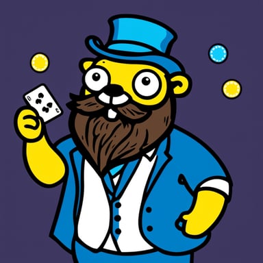 Go Blue Gopher: cheerful, gambling addict, with a beard.