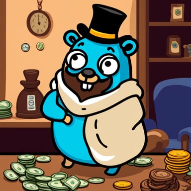 Go Blue Gopher: cheerful, gambling addict, with a beard.