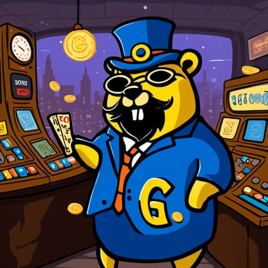 Go Blue Gopher: cheerful, gambling addict, with a beard.