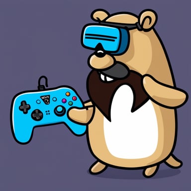 Go Blue Gopher, the gamer with a gamepad and a beard.