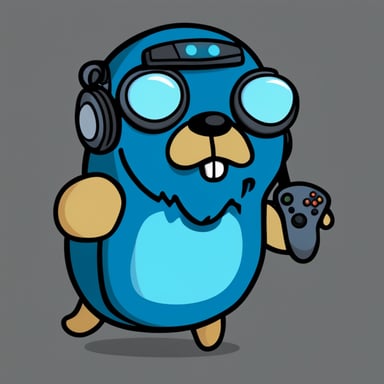 Go Blue Gopher, the gamer with a gamepad and a beard.