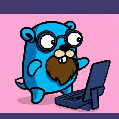Go Blue Gopher, the gamer with a gamepad and a beard.