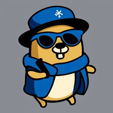 Go Blue Gopher, with a blue coat, sports a beard and glasses.