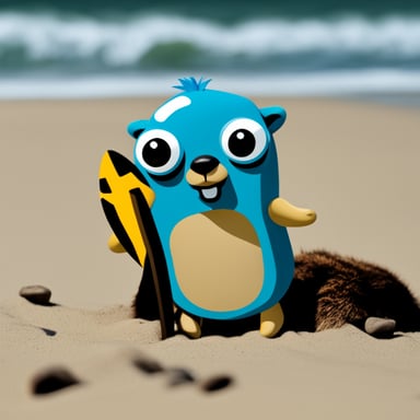 Go Blue Gopher relaxing on the beach.