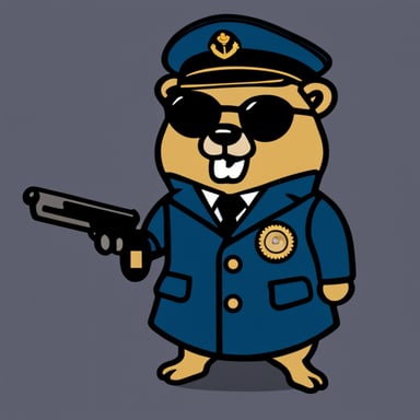 The navy gopher with long side bangs is named Go Blue Gopher.