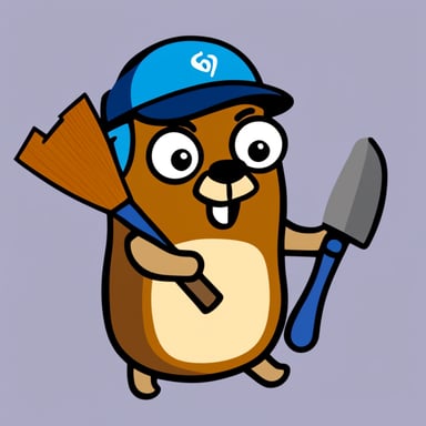 Go Blue Gopher disguises as a beaver cutting wood