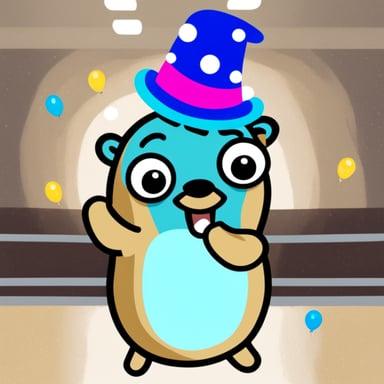 Happy Go Blue Gopher celebrating a happy birthday.