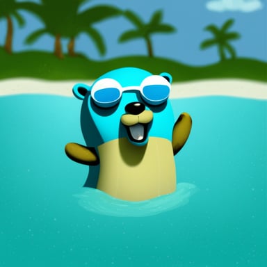 Go Blue Gopher is going for a swim.