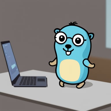 Go Blue Gopher is learning programming.
