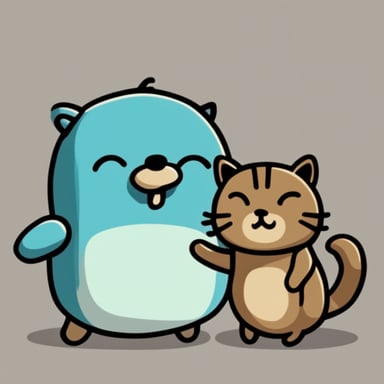 Go blue gopher and a cute cat