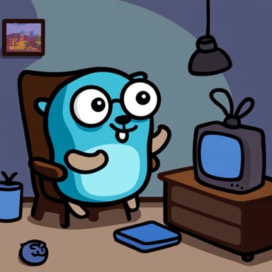 Go Blue Gopher watching TV.