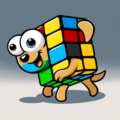Go Blue Gopher solves Rubik's Cube on white background in cartoon style.