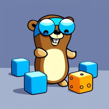 Go Blue Gopher is playing cubes in cartoon style.