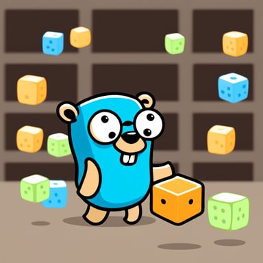 Go Blue Gopher is playing cubes in cartoon style.
