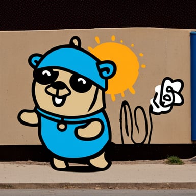 Go Blue Gopher as a graffiti artist.