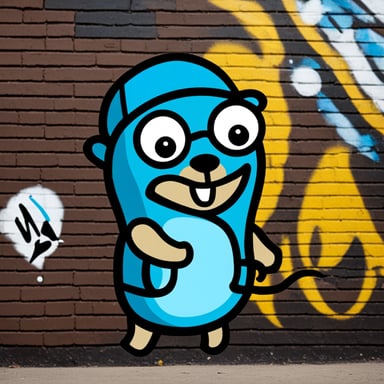 Go Blue Gopher as a graffiti artist.