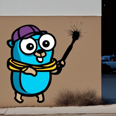 Go Blue Gopher as a graffiti artist.