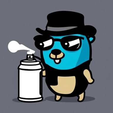 Go Blue Gopher as an artist with a spray can