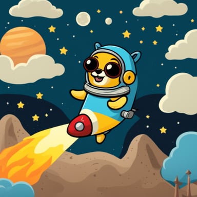 Go Blue Gopher riding a rocket to space