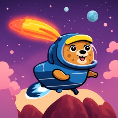 Go Blue Gopher riding on a rocket to space.