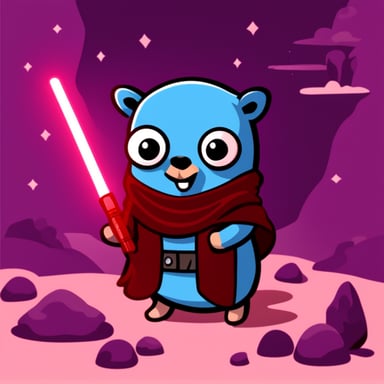 Go blue gopher with a lightsaber
