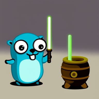 Go blue gopher with a lightsaber