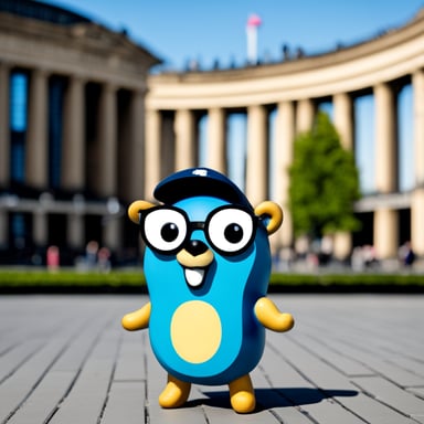 Go Blue Gopher explores Berlin, Alexanderplatz.