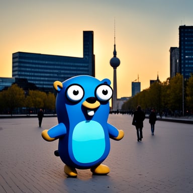 Go Blue Gopher explores Berlin, Alexanderplatz.