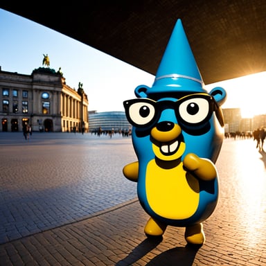 Go Blue Gopher explores Berlin, Alexanderplatz.