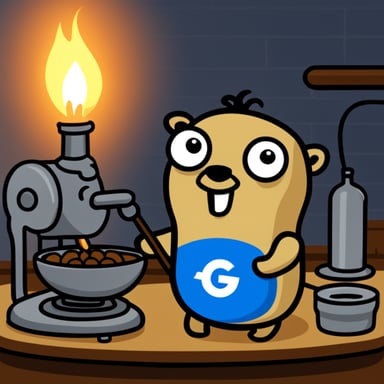 Go Blue Gopher roasting Google.