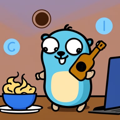 Go Blue Gopher toasting Google logo.