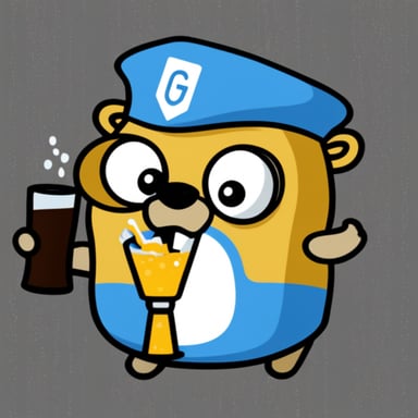 Go Blue Gopher toasting Google logo.