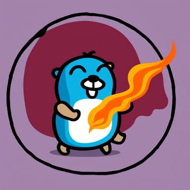 Go Blue Gopher burning Google logo