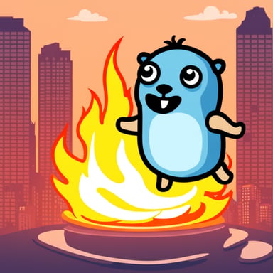 Go Blue Gopher burning Google logo