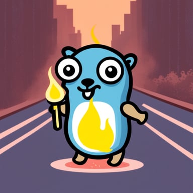 Go Blue Gopher burning Google logo