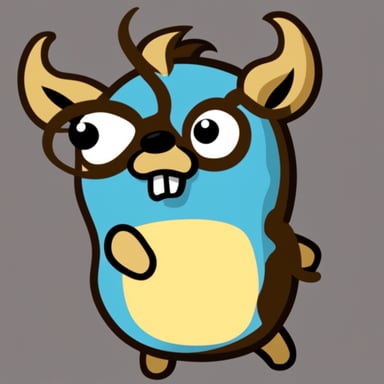 Go Blue Gopher with horns and a snarl.