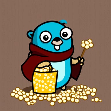 Go Blue Gopher eating popcorn.