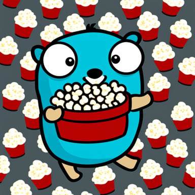 Go Blue Gopher eating popcorn.