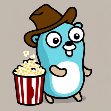 Go Blue Gopher eating popcorn.