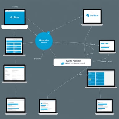 A go blue gopher routes packages between endpoints in complex IT networks.