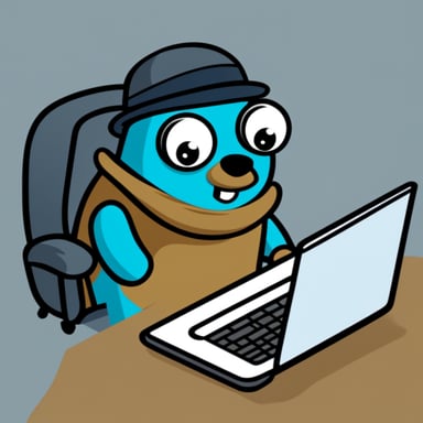 The go blue gopher encrypts the SSL certificate and transfers packets to another gopher sitting opposite.