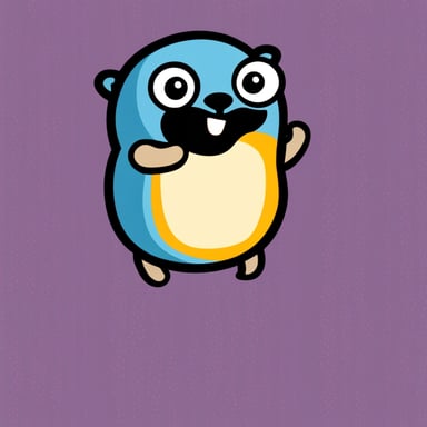 Go Blue Gopher with text hi