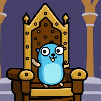 Go Blue Gopher on his throne