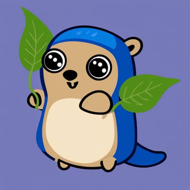 Go blue gopher sitting on a purple Sophora leaf.