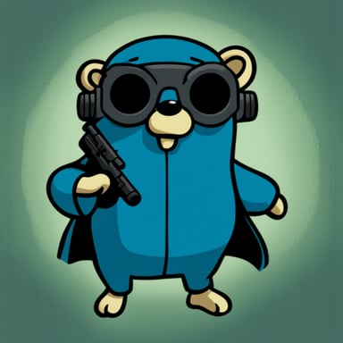 Go Blue Gopher as the Matrix style gopher with lots of guns.