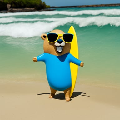 Go Blue Gopher with a surfboard.