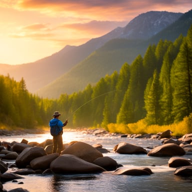 Go Blue Gopher fly fishing in the mountains.