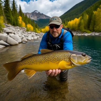 Go Blue Gopher fly fishing in the mountains.