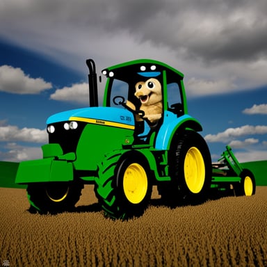 Go Blue Gopher as Farmer John Deere